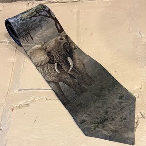African Elephant "Face Off" Endangered Species 100% Silk Necktie